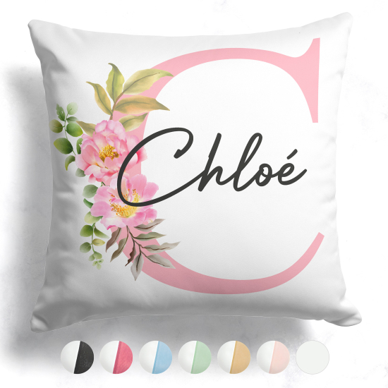 Coussin monogramme bicolore personnalisé - Lettre C