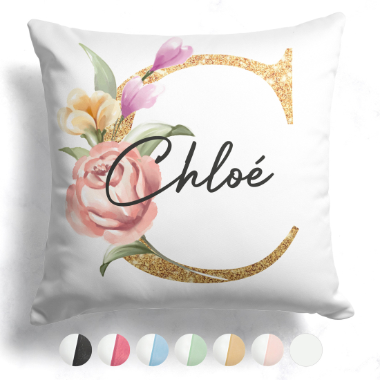 Coussin monogramme bicolore personnalisé - Lettre C