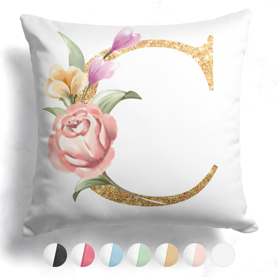 Coussin monogramme bicolore personnalisé - Lettre C