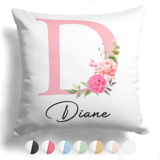 Coussin monogramme bicolore personnalisé - Lettre D