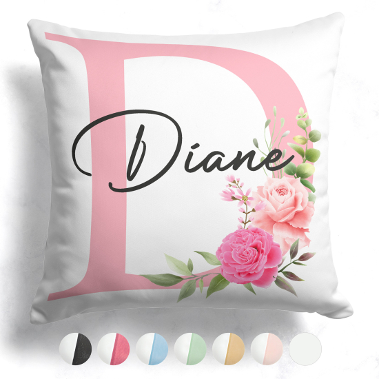 Coussin monogramme bicolore personnalisé - Lettre D