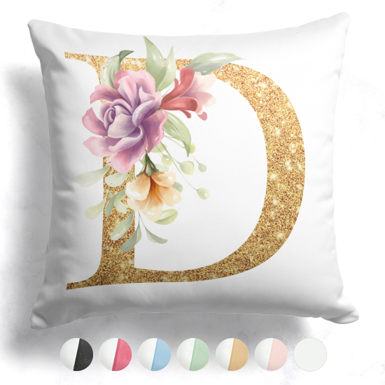 Coussin monogramme bicolore personnalisé - Lettre D