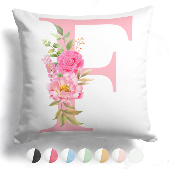 Coussin monogramme bicolore personnalisé - Lettre F