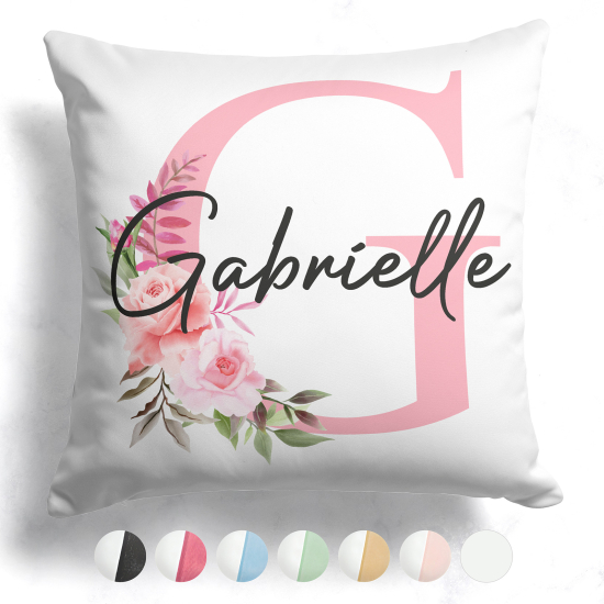 Coussin monogramme bicolore personnalisé - Lettre G