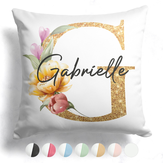 Coussin monogramme bicolore personnalisé - Lettre G