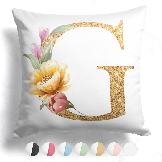 Coussin monogramme bicolore personnalisé - Lettre G