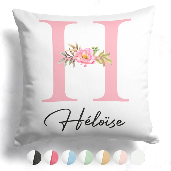 Coussin monogramme bicolore personnalisé - Lettre H