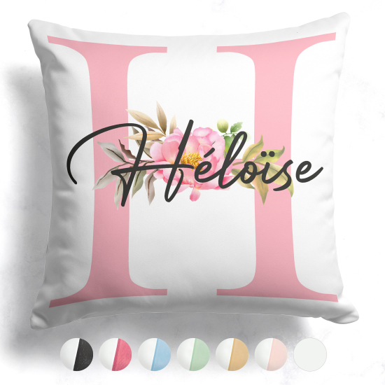 Coussin monogramme bicolore personnalisé - Lettre H