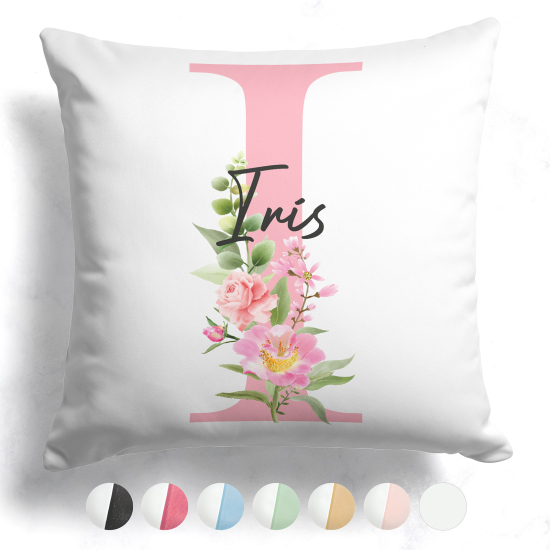 Coussin monogramme bicolore personnalisé - Lettre I