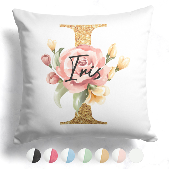 Coussin monogramme bicolore personnalisé - Lettre I