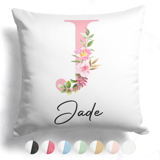 Coussin monogramme bicolore personnalisé - Lettre J