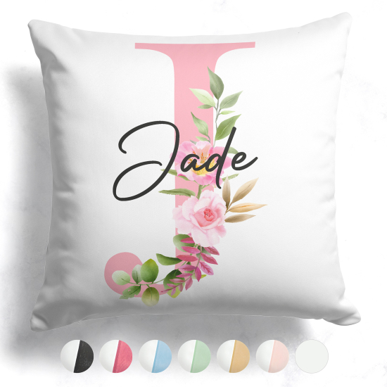 Coussin monogramme bicolore personnalisé - Lettre J