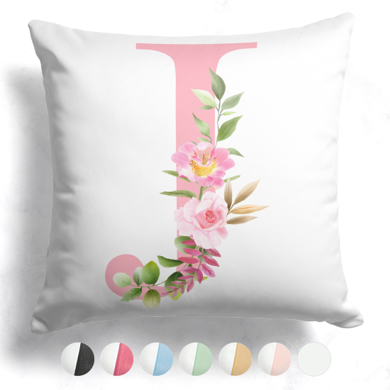 Coussin monogramme bicolore personnalisé - Lettre J