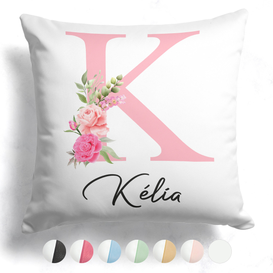 Coussin monogramme bicolore personnalisé - Lettre K