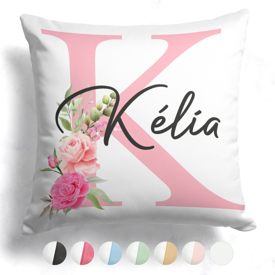 Coussin monogramme bicolore personnalisé - Lettre K