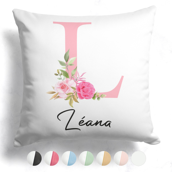 Coussin monogramme bicolore personnalisé - Lettre L