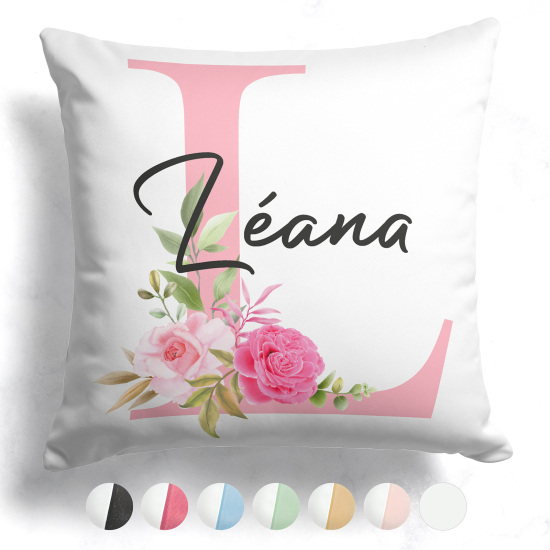 Coussin monogramme bicolore personnalisé - Lettre L