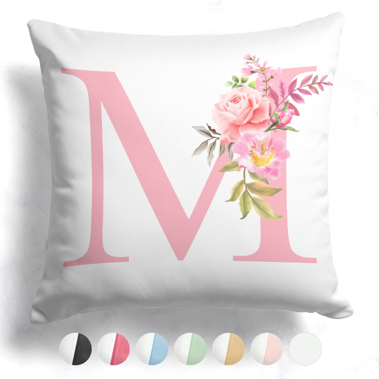 Coussin monogramme bicolore personnalisé - Lettre M