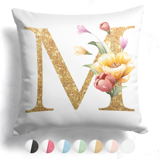 Coussin monogramme bicolore personnalisé - Lettre M