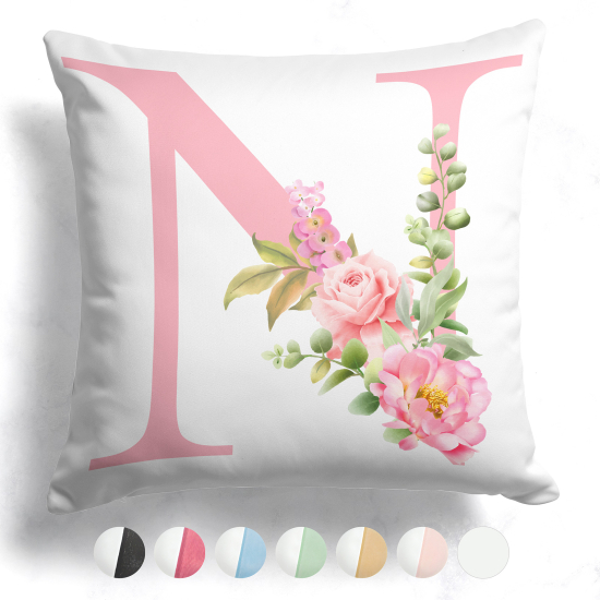 Coussin monogramme bicolore personnalisé - Lettre N