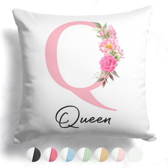 Coussin monogramme bicolore personnalisé - Lettre Q