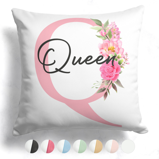 Coussin monogramme bicolore personnalisé - Lettre Q