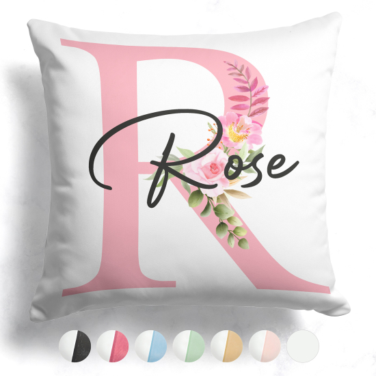 Coussin monogramme bicolore personnalisé - Lettre R