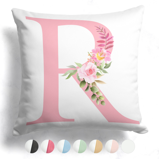 Coussin monogramme bicolore personnalisé - Lettre R