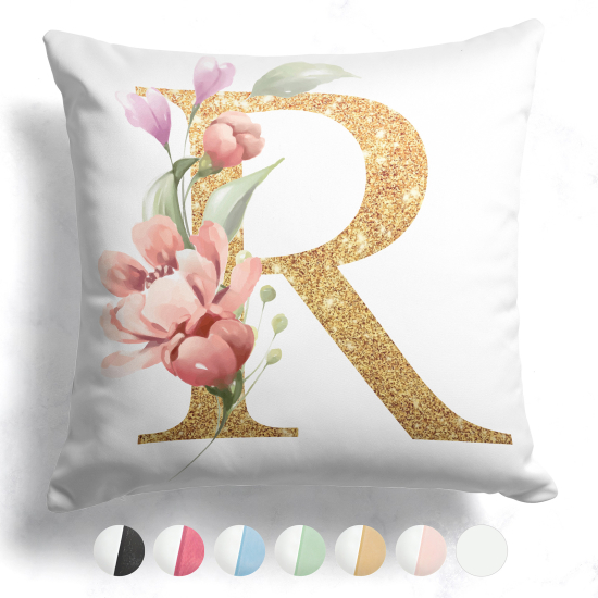 Coussin monogramme bicolore personnalisé - Lettre R