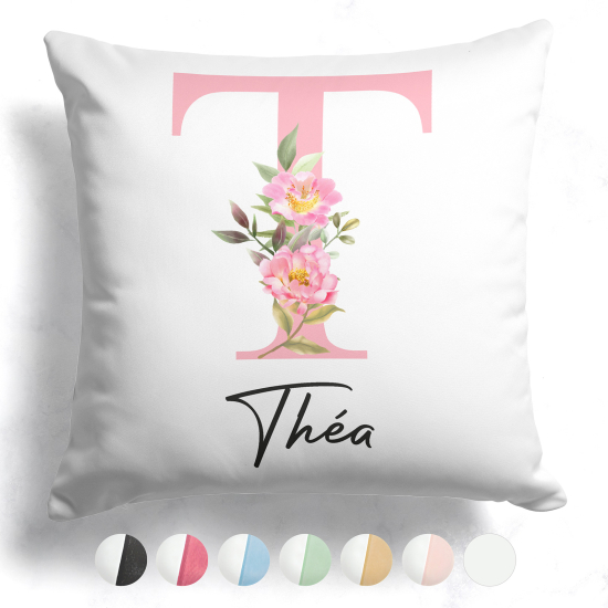 Coussin monogramme bicolore personnalisé - Lettre T