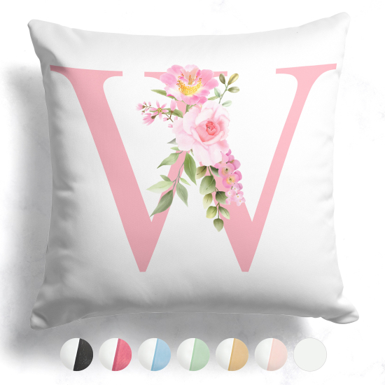 Coussin monogramme bicolore personnalisé - Lettre W