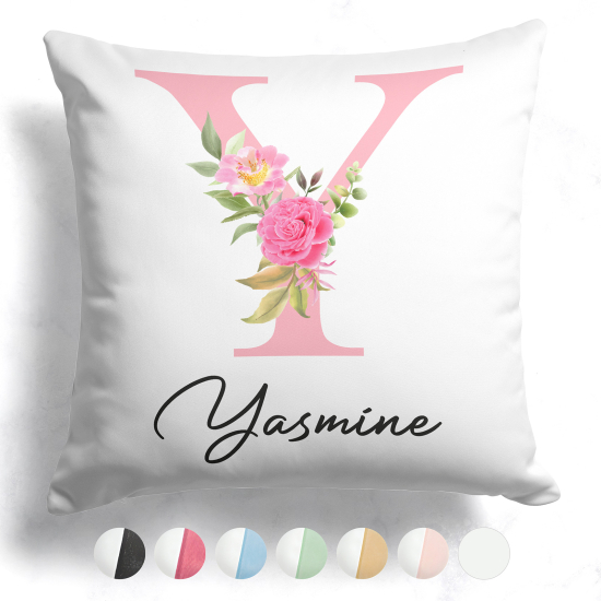 Coussin monogramme bicolore personnalisé - Lettre Y