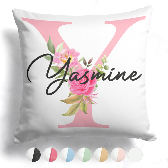 Coussin monogramme bicolore personnalisé - Lettre Y