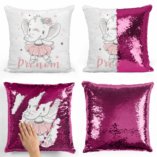 Coussin sequins personnalisé - Danseuse éléphante