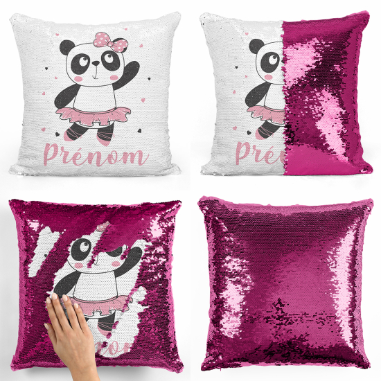 Coussin sequins personnalisé - Danseuse panda