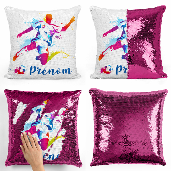 Coussin sequins personnalisé - Joueur de foot