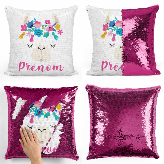 Coussin sequins personnalisé - Lama