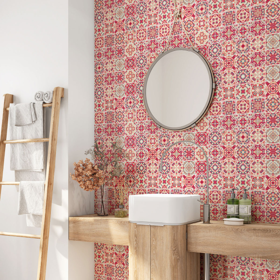 Crédence adhésive salle de bain - Motif carreaux de ciment