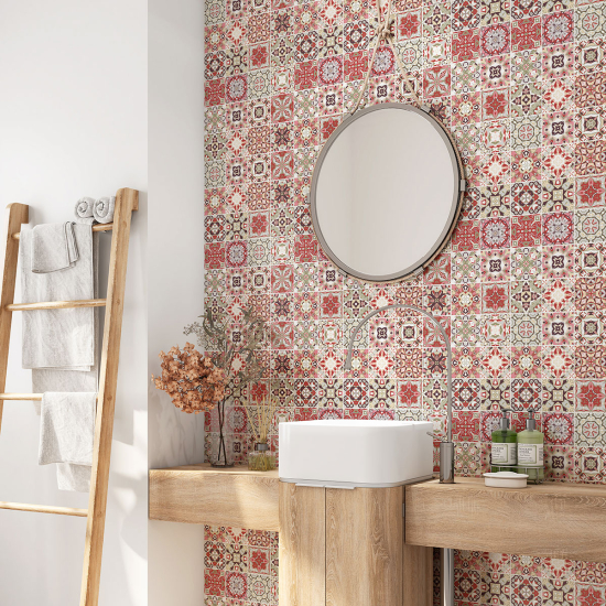 Crédence adhésive salle de bain - Motif carreaux de ciment