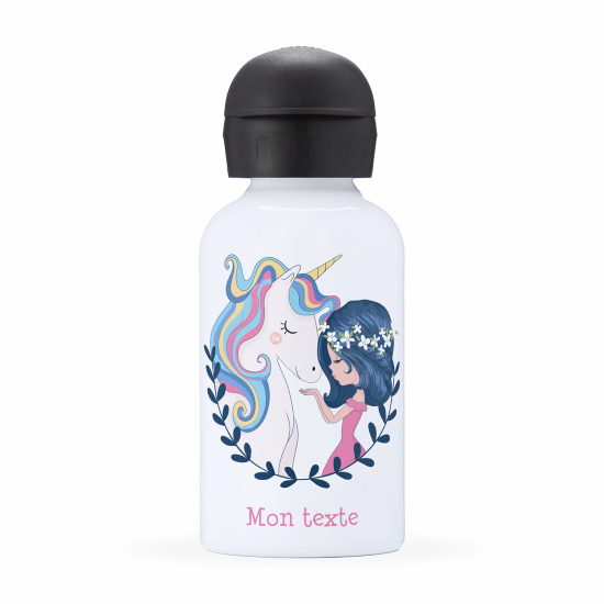 Gourde isotherme enfant personnalisée - Fille et licorne