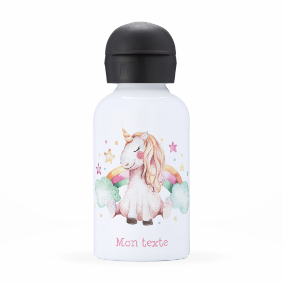 Gourde isotherme enfant personnalisée - Licorne arc-en-ciel