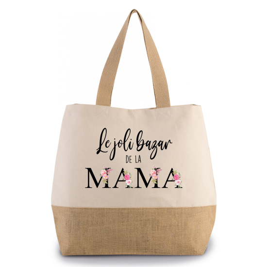 Grand Sac Coton et Jute - Le joli bazar de la mama