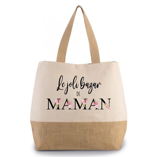 Grand Sac Coton et Jute - Le joli bazar de maman