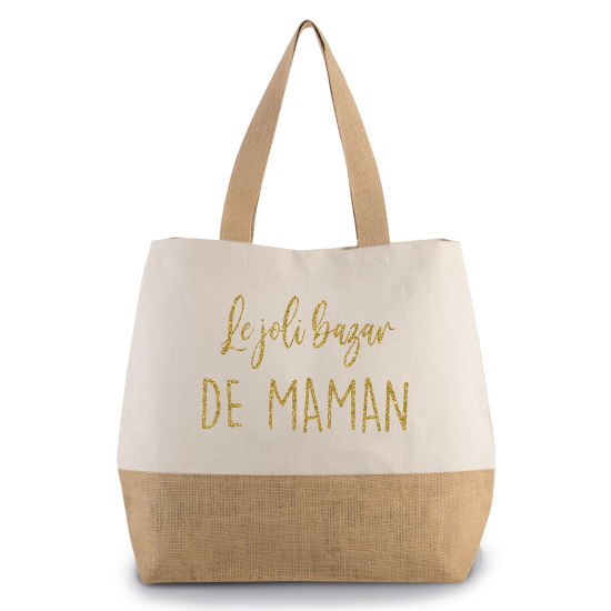 Grand Sac Coton et Jute - Le joli bazar de maman