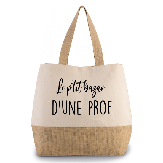 Grand Sac Coton et Jute - Le p'tit bazar d'une prof