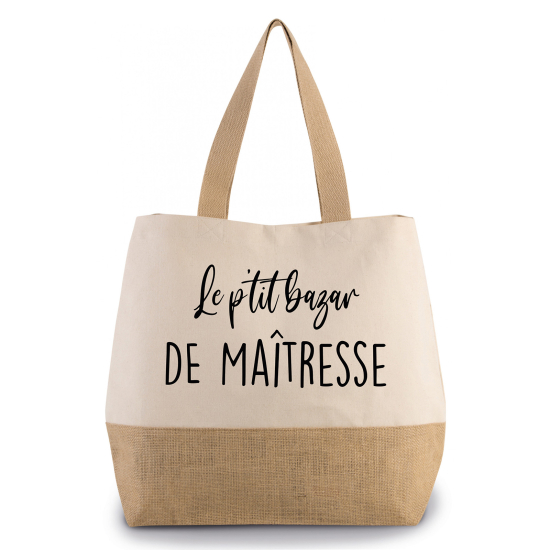 Grand Sac Coton et Jute - Le p'tit bazar de maîtresse