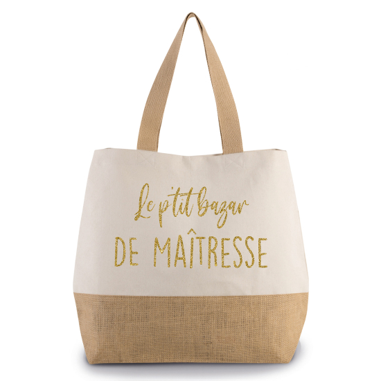 Grand Sac Coton et Jute - Le p'tit bazar de maîtresse