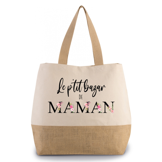 Grand Sac Coton et Jute - Le p'tit bazar de maman