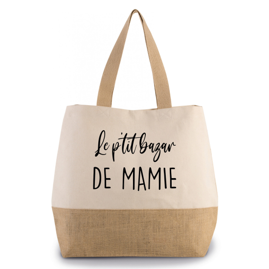 Grand Sac Coton et Jute - Le p'tit bazar de mamie