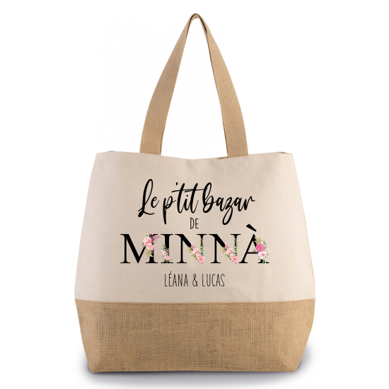 Grand Sac Coton et Jute - Le p'tit bazar de minnà Prénom